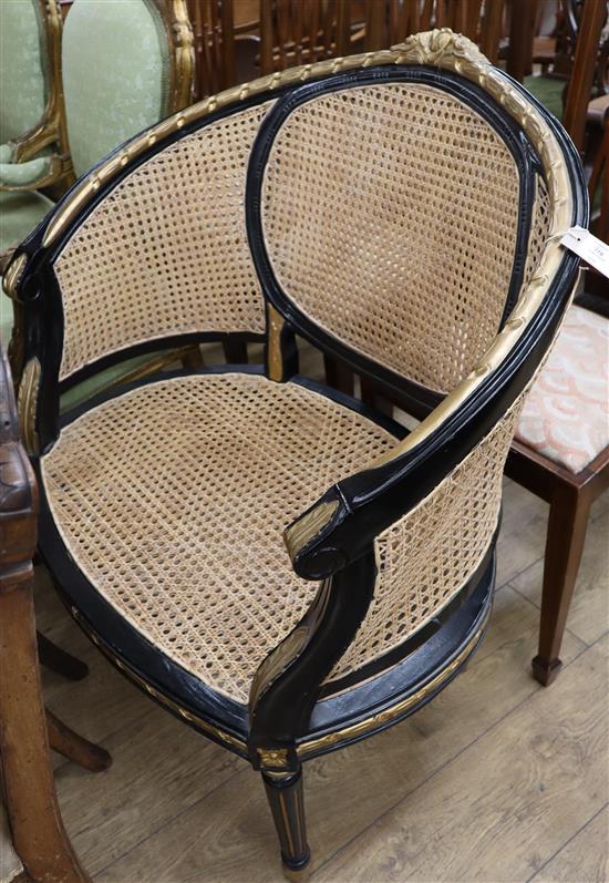 A cane seated chair